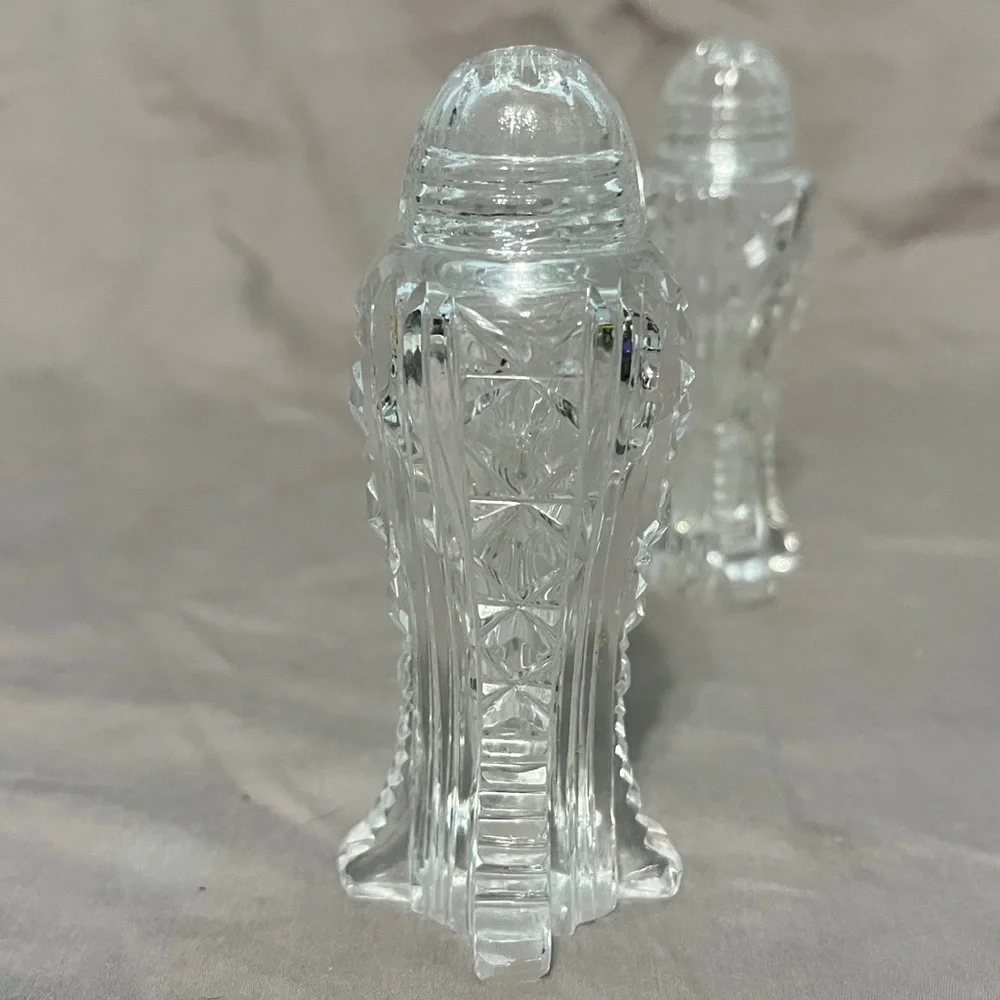 VTG Art Deco Style Bohemia Glass Crystal Salt And Pepper Shaker - Picture 6 of 6